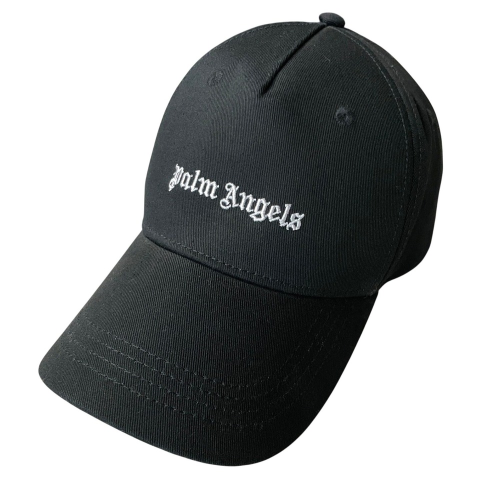 Palm Angels Classic Gothic Logo Baseball Cap Hat Mens OS Black Luxury Streetwear